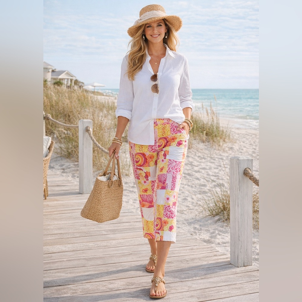 Lilly Pulitzer Patchwork Print Capri Pants 10 Col… - image 7